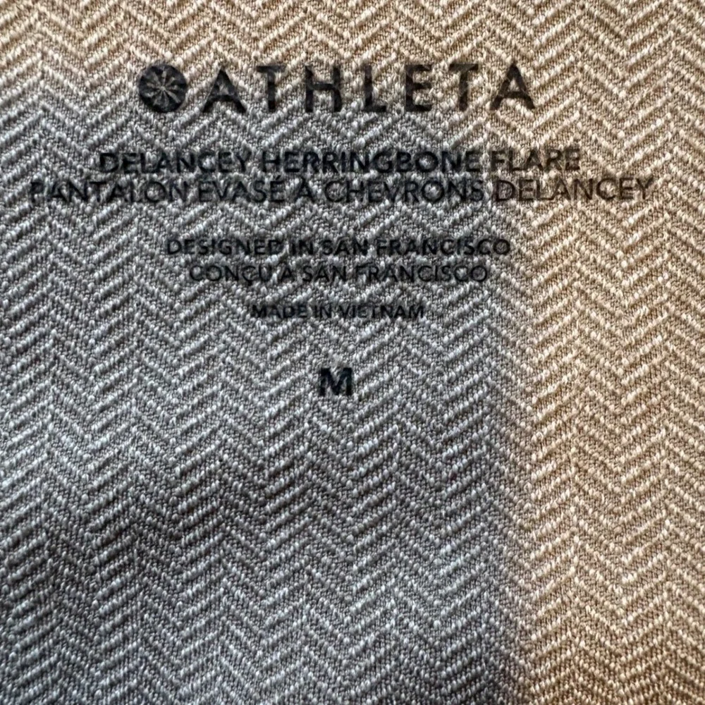 Athleta Delancey Herringbone Flare Pants Brown Tan High Rise Trousers Womens M - Picture 7 of 8